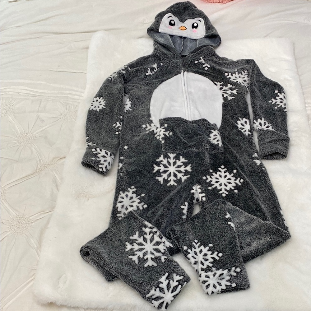 Justice Gray and Black Fleece Onesie. Size 12